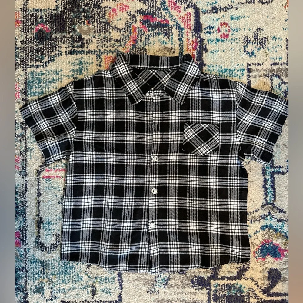 Boy’s Short Sleeve Plaid Button Up Shirt